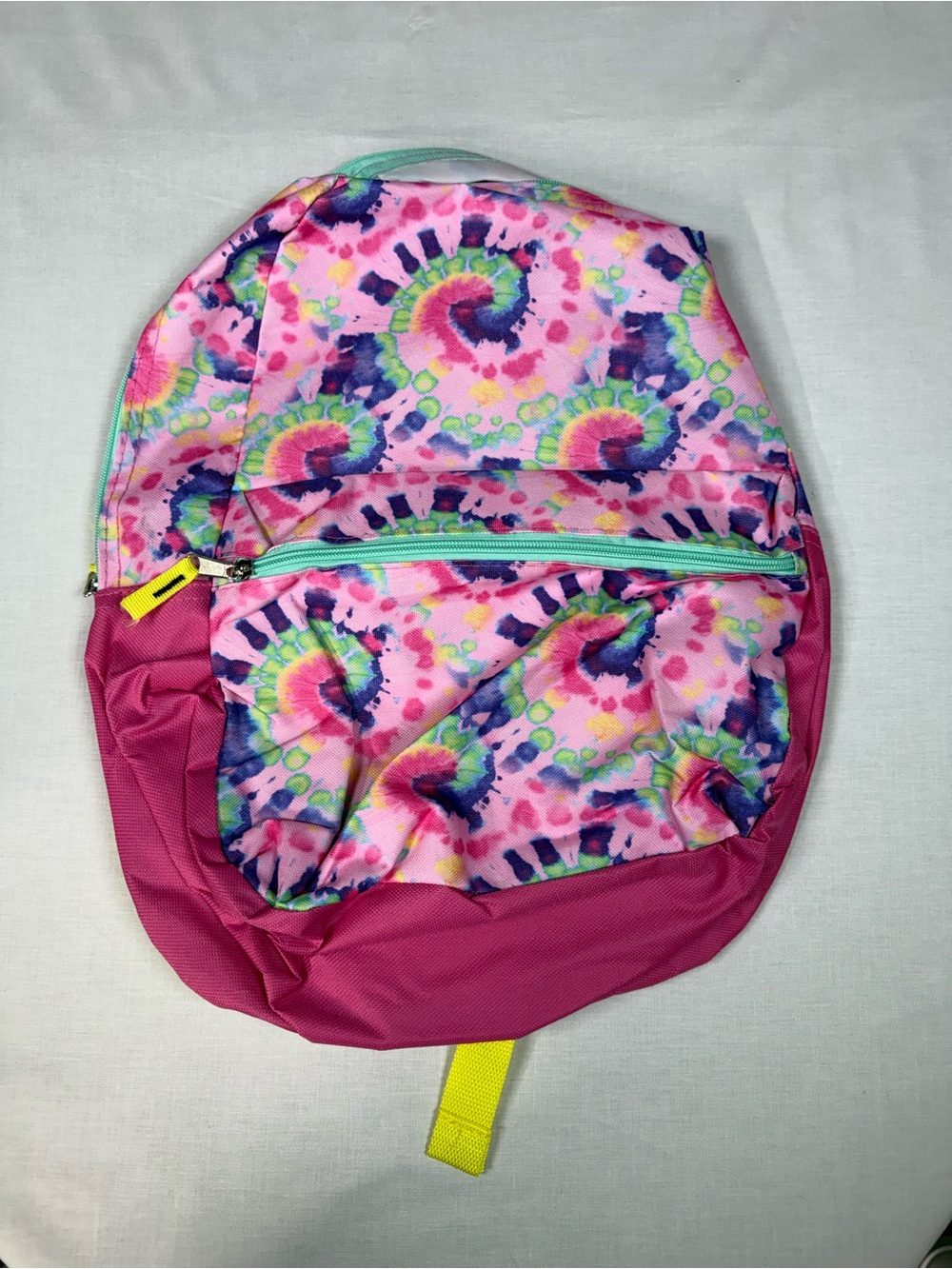 Kids Pink Tie-Dye Backpack with Lime Accent